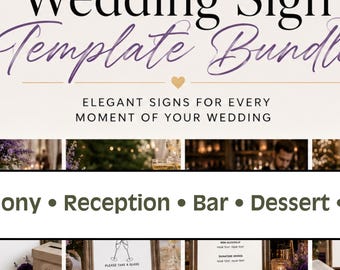 Wedding Sign Templates Bundle, 120 Editable Canva Signs, Printable Wedding Signage, Ceremony & Reception