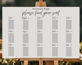 Minimalist Seating Chart Template for Canva | Editable Wedding Seating Plan