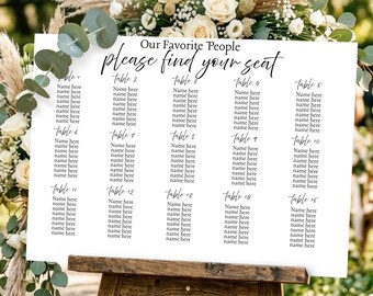 Minimalist Seating Chart Template for Canva | Editable Wedding Seating Plan