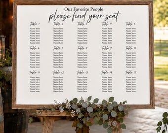 Minimalist Wedding Seating Chart Template | Editable Canva Sign (Digital Download)