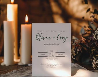 Simple Wedding Stationery Suite – Minimalist Invitations, Programs, Signs (Digital Download)