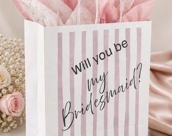 Will You Be My Bridesmaid? Paper Gift Bag | Pink Stripes