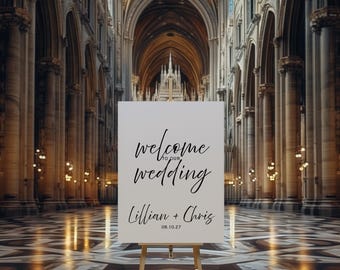 Wedding Welcome Sign, Editable Canva Template, 18x24 & 24x36
