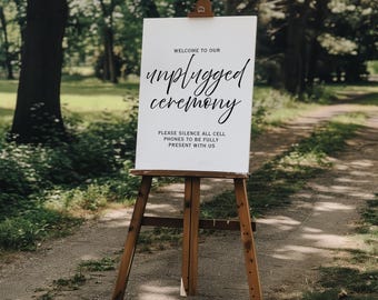 Wedding Unplugged Ceremony Sign, Editable Canva Template, 18x24 & 24x36