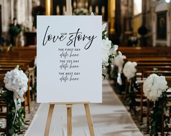 Love Story Wedding Sign, Editable Canva Template, 18x24 & 24x36