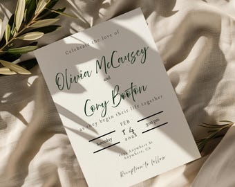 Wedding Stationery Suite – Minimalist Invitations, Programs, Signs (Digital Download)