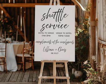 Customizable Wedding Shuttle Sign Canva Template | Editable Digital Download