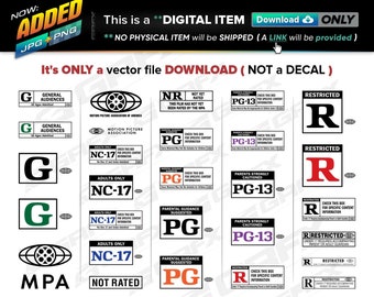 28 MPA Movie Ratings Vectors ai, cdr, eps, pdf, svg and also jpg, png - Instant Download -- 201 Files TOTAL (9 Folders)