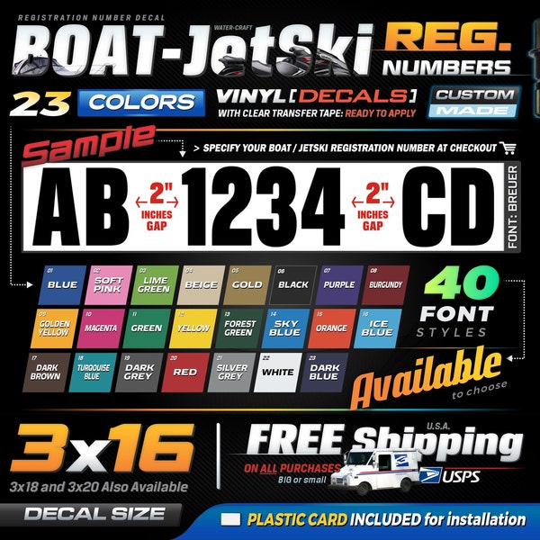 Boat Registration Numbers Etsy