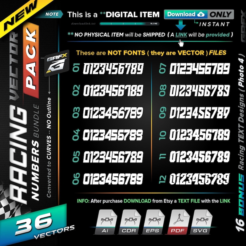 Racing Vector Numbers - Etsy
