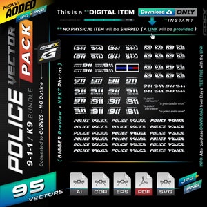 Paquete de 95 vectores de la policía: ai, cdr, eps, pdf, svg y también jpg, png - Descarga instantánea - 663 archivos en TOTAL (9 carpetas)