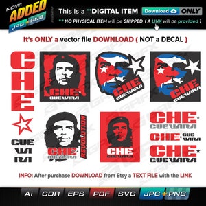 9 Che Guevara Vectors ai, cdr, eps, pdf, svg and also jpg, png - Instant Download -- 68 Files TOTAL (9 Folders)