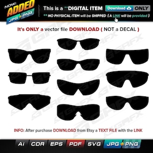 10 Sunglasses Vectors ai, cdr, eps, pdf, svg and also jpg, png - Instant Download -- 75 Files TOTAL (9 Folders)