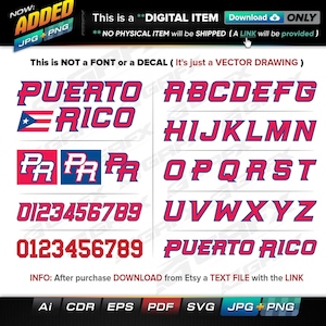 52 Vectores del equipo de béisbol de Puerto Rico ai, cdr, eps, pdf, svg y también jpg, png - Descarga instantánea - 369 archivos TOTAL (15 carpetas)