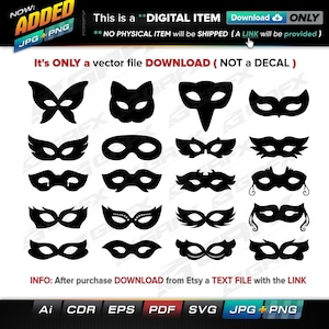 20 Masquerade Vectors ai, cdr, eps, pdf, svg and also jpg, png - Instant Download -- 145 Files TOTAL (9 Folders)