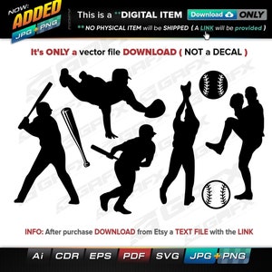 8 Baseball Vectors ai, cdr, eps, pdf, svg and also jpg, png - Instant Download -- 61 Files TOTAL (9 Folders)