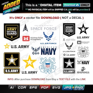 19 US Military Branches Vectors Vectors ai, cdr, eps, pdf, svg and also jpg, png - Instant Download -- 143 Files TOTAL (25 Folders)