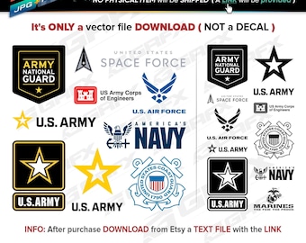 19 US Military Branches Vectors Vectors ai, cdr, eps, pdf, svg and also jpg, png - Instant Download -- 143 Files TOTAL (25 Folders)