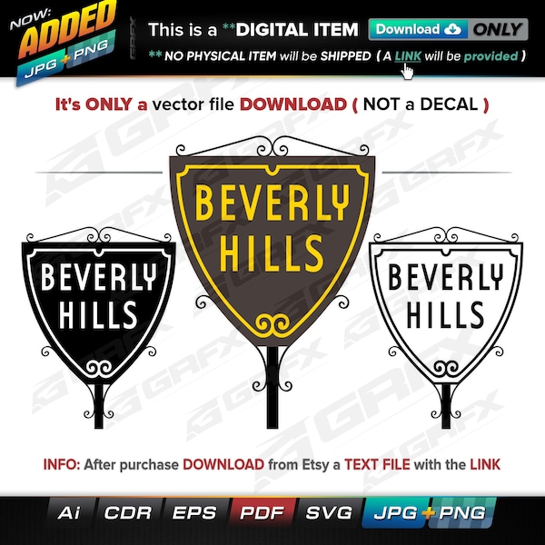 3 Beverly Hills Sign Vectors ai, cdr, eps, pdf, svg and also jpg, png - Instant Download -- 26 Files TOTAL (9 Folders)