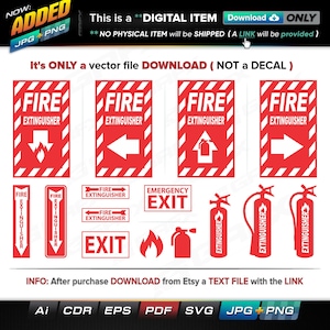 15 Fire Extinguisher Vectors ai, cdr, eps, pdf, svg and also jpg, png - Instant Download -- 110 Files TOTAL (9 Folders)
