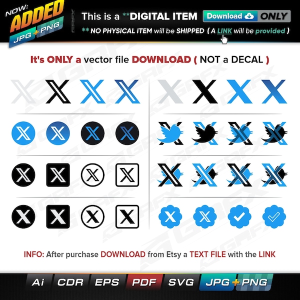 32 X Twitter Icons Vectors ai, cdr, eps, pdf, svg and also jpg, png - Instant Download -- 229 Files TOTAL (9 Folders)