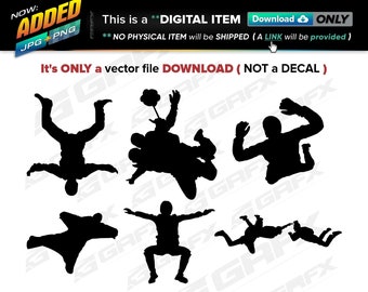 6 Skydiving Vectors ai, cdr, eps, pdf, svg and also jpg, png - Instant Download -- 47 Files TOTAL (9 Folders)