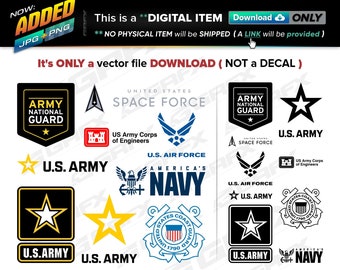 9 US Military Branches Vectors Vectors ai, cdr, eps, pdf, svg and also jpg, png - Instant Download -- 136 Files TOTAL (25 Folders)