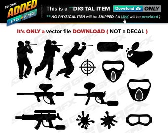 14 Paintball Vectors ai, cdr, eps, pdf, svg and also jpg, png - Instant Download -- 103 Files TOTAL (9 Folders)