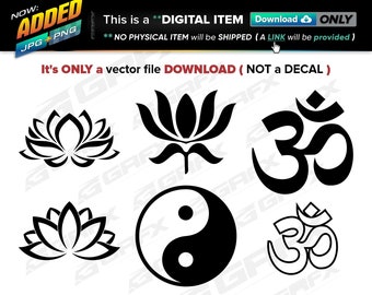 6 Ying Yang Lotus Flower Vectors ai, cdr, eps, pdf, svg and also jpg, png - Instant Download -- 47 Files TOTAL (9 Folders)