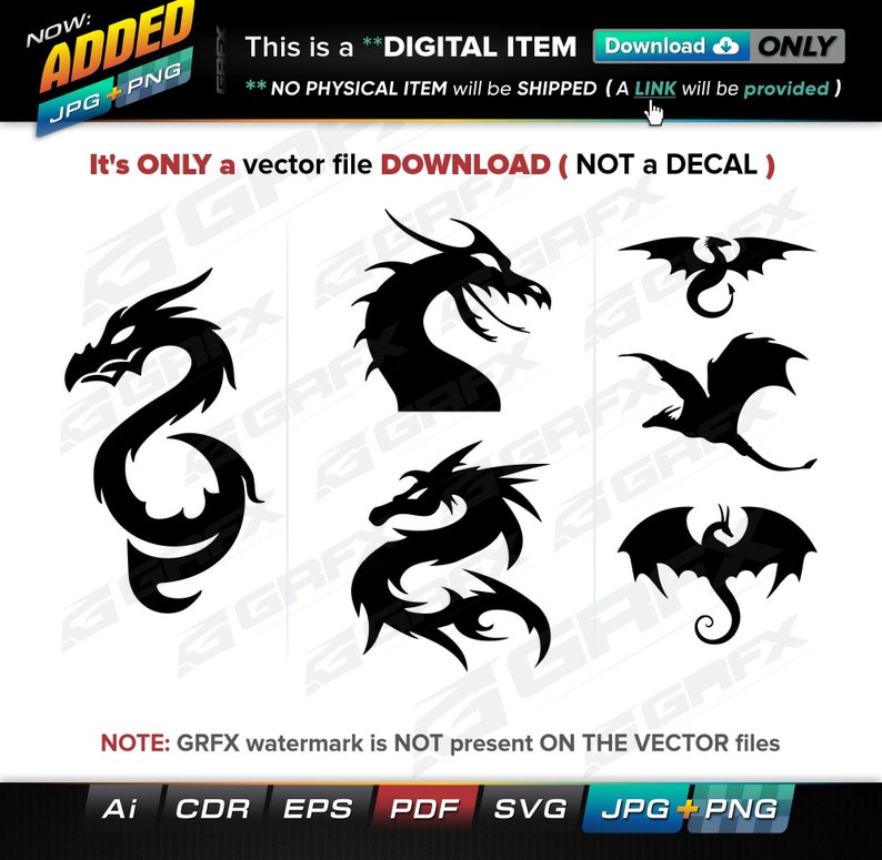 6 Dragons Vectors Ai Cdr Eps Pdf Svg and Also Jpg Png - Etsy