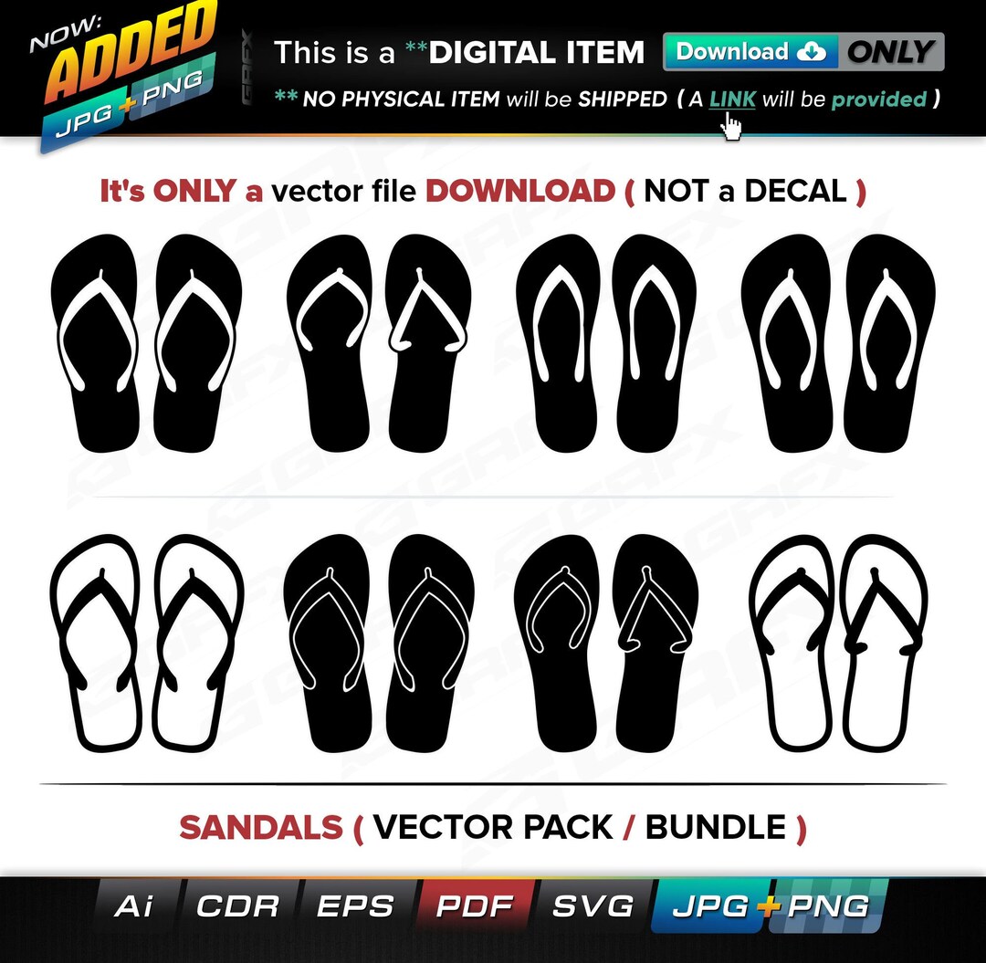 8 Sandals Vectors Ai Cdr Eps Pdf Svg and Also Jpg Png - Etsy