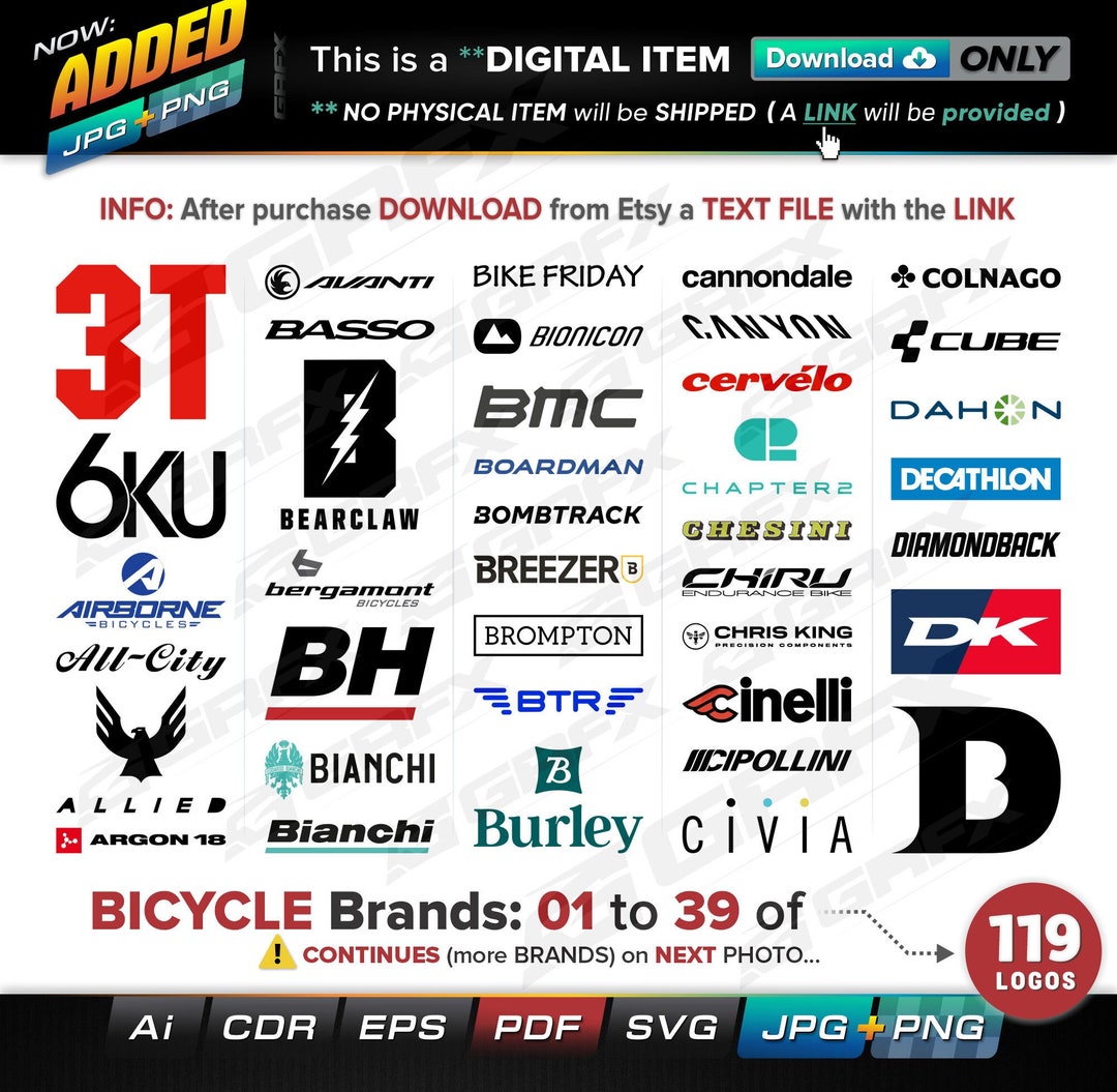 119 Bicycle Brands Vectors Ai, Cdr, Eps, Pdf, Svg and Also Jpg, Png Instant Download 838 Files
