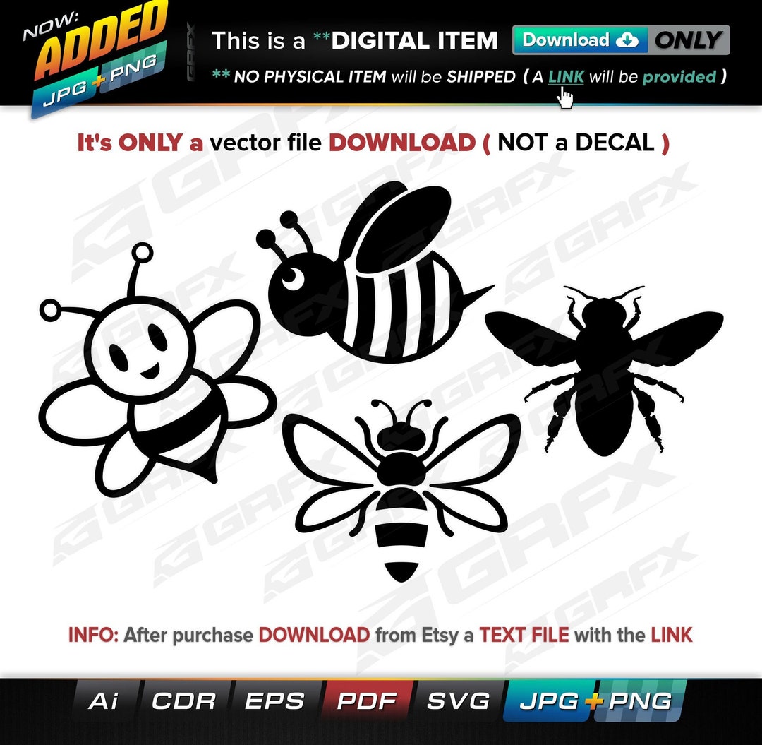 4 Bee Vectors Ai, Cdr, Eps, Pdf, Svg and Also Jpg, Png - Instant ...