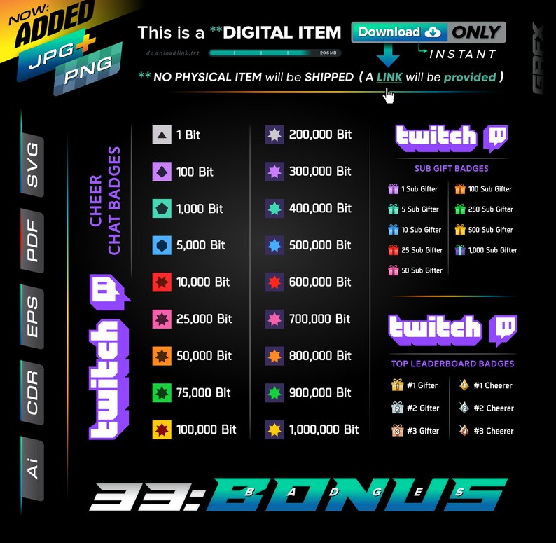 44 Twitch Vector Pack / Bundle -- Ai, Cdr, Eps, Pdf, Svg | Jpg, Png ...