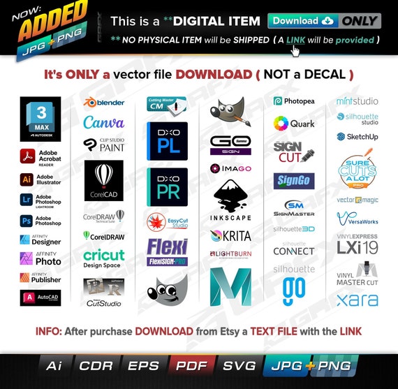 47 Graphic Software Vectors ai, cdr, eps, pdf, svg and also jpg, png - Instant Download -- 334 Files TOTAL (9 Folders)
