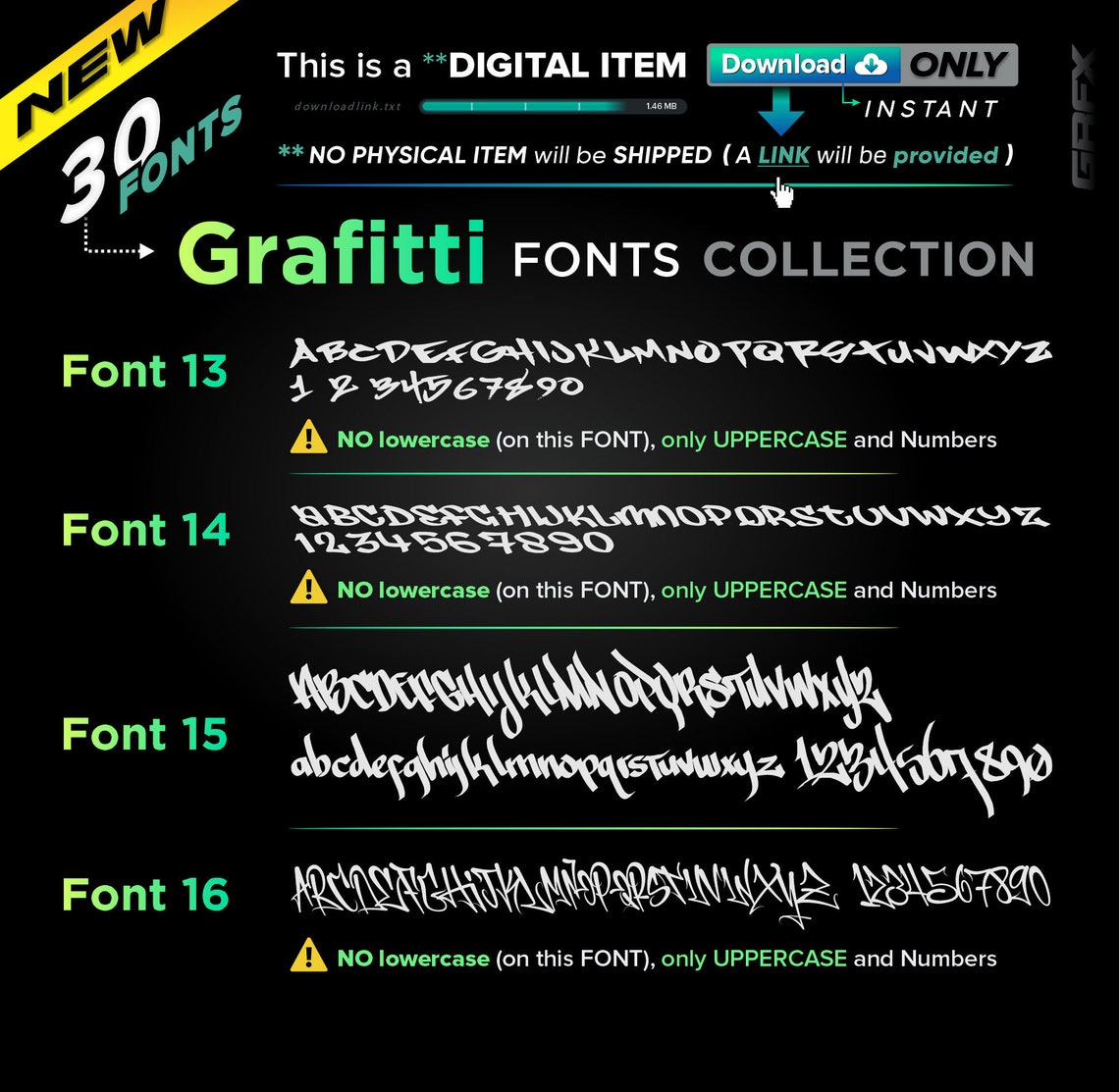 30 Grafitti FONTS Collection Ready to Install on Windows / Mac - Etsy