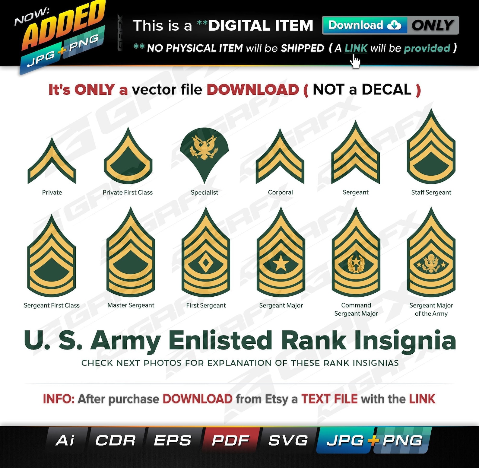 12 US Army Enlisted Rank Vectors Ai, Cdr, Eps, Pdf, Svg and Also Jpg ...