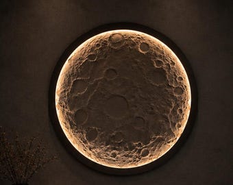 Handgemaakte maanvormige wandlamp, realistische hemelse decoratie, moderne slaapkamerlamp