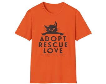Adopt Rescue Love T-Shirt | Cat Adoption Awareness Tee