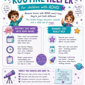 ADHD Routine Chart Printable for Kids | ADHD Reward System | Morning & Bedtime Routine | Visual Schedule | Neurodivergent Child Planner