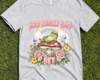 カエルとキノコのTシャツ、風変わりなコテージコアミームTシャツ、インディーズ系カエル好きへのギフト