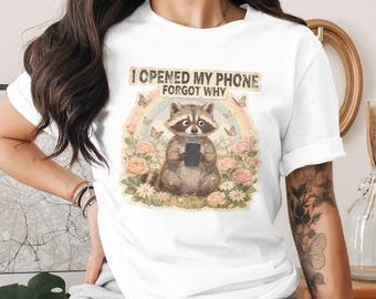 Raccoon T-Shirt, Funny Forgetful Raccoon Meme Top, Whimsical Animal Shirt