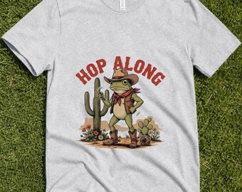 Cowboy Frog T-Shirt, Funny Hop Along Western Tee, Quirky Desert Amphibian Shirt, Unique Cottagecore Animal Lover Gift