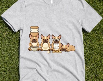Cute French Bulldog Baking T-Shirt, Frenchie Lover Gift Tee, Whimsical Dog Chef Graphic Shirt, Cozy Kitchen Cook Top