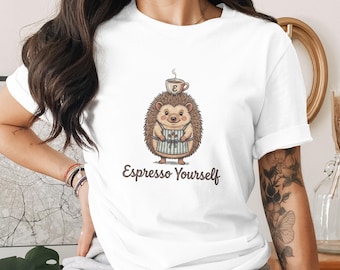 Barista Hedgehog T-Shirt – Espresso Yourself Coffee Lover Tee