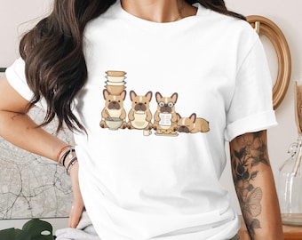 French Bulldog Baking T-Shirt, Whimsical Dog Chef Graphic Tee, Frenchie Lover Apparel