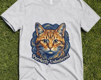 アーティスティックな猫のTシャツ、ボヘミアン風の猫柄グラフィックTシャツ、神秘的なコテージコア風の動物好きトップス