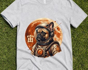 French Bulldog Astronaut T-Shirt, Space Dog Tee for Frenchie Lovers, Cute Pet Owner Graphic Shirt, Sci-Fi Animal Gift