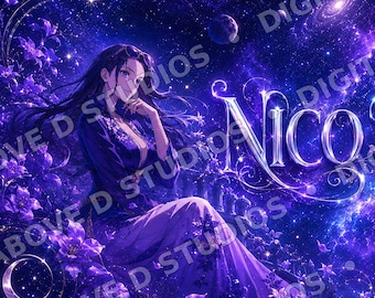 Nico Robin Wallpaper & Playmat Bundle Phone + Tablet Wallpaper 24x14 TCG Playmat  Anime Digital Download Purple Galaxy Desktop Art