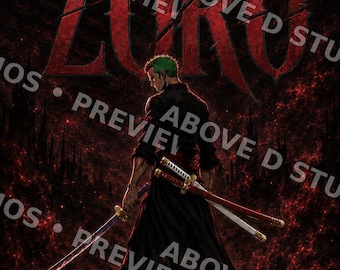 Zoro Samurai  Crimson Moon Anime Phone Tablet Wallpaper Digital Download